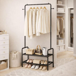 철제 스탠드행거 2단 선반 행거 스탠드옷걸이