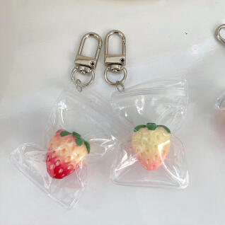미니 지퍼백 키링 D고리 투명 파우치 열쇠고리 DIY