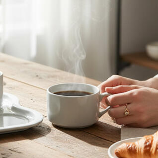 라크 호텔 티컵 화이트 모닝 커피잔 170ml 2P 세트