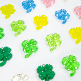 네잎클로버 비즈 키링 부자재 클로버 나뭇잎 투명