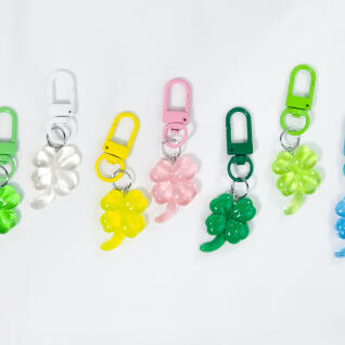 네잎클로버 비즈 키링 부자재 클로버 나뭇잎 투명