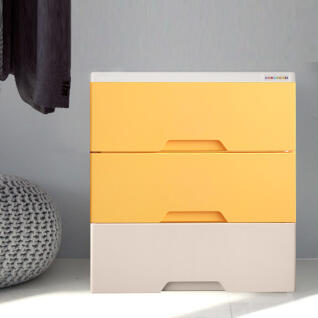 모던플러스 투톤 서랍장 3단 와이드 수납 정리함