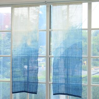 천연 쪽염색 산수화 삼베 가리개커튼 56x170