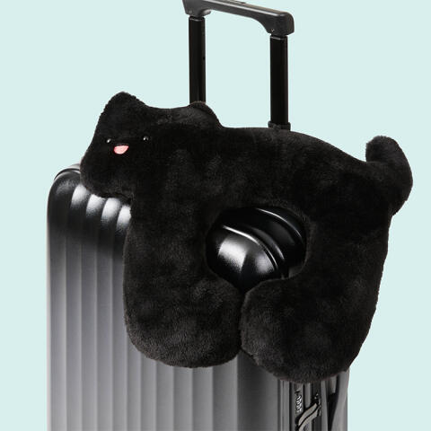 검정고양이 전신 목쿠션 
