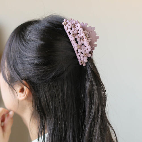 아트박스/위드마켓 [엔젤슈슈] 데이지 플라워 큐빅 집게핀(핑크)