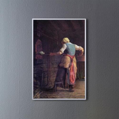 아트박스/꾸밈 pq034-장프랑수아밀레_빵을굽는여인_중형메탈액자