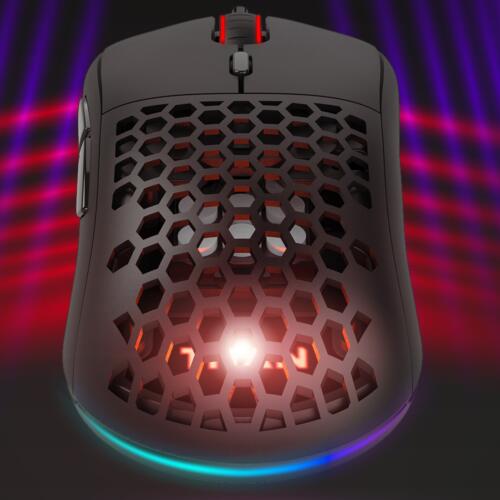 제닉스 아트박스/프로메딕 TITAN GX AIR 타공 유선 게이밍 LED 마우스-컬러랜덤