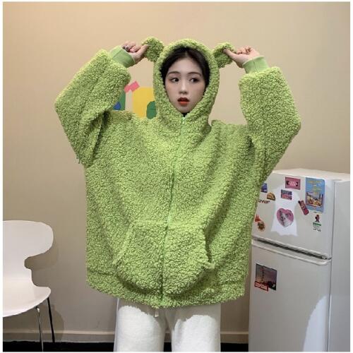 아트박스/더바디시크릿 여성 후드 집업 곰돌이 후리스 점퍼 66까지