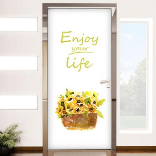 아트박스/꾸밈 pg437-해바라기꽃바구니_현관문시트지