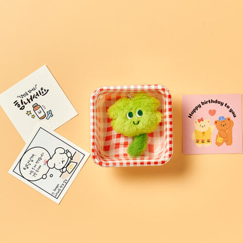 아트박스/알럽하우스 럭키비키 아기클로버 인형 키링+카드+체크박스