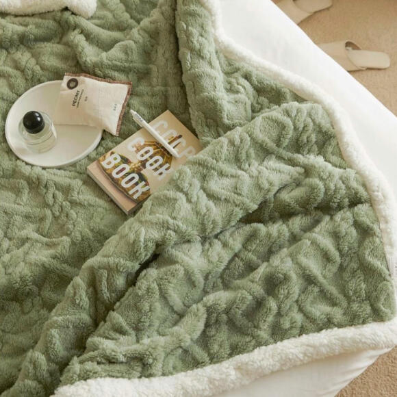 노르딕 양털 담요 그린대형-블랭킷 이불 극세사 밍크