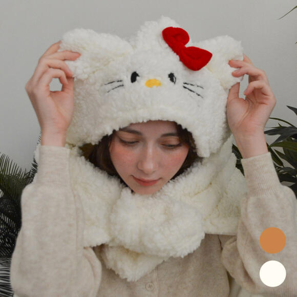 리본 키티 고양이 극세사 후드 겨울 담요 망토