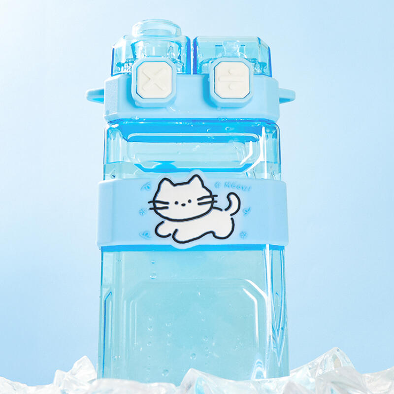 사각 빨대 물통 냥이 블루 (22005859)