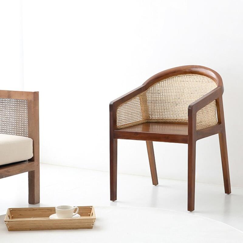 빈티지 원목 라탄의자 카페 인테리어 식탁 의자