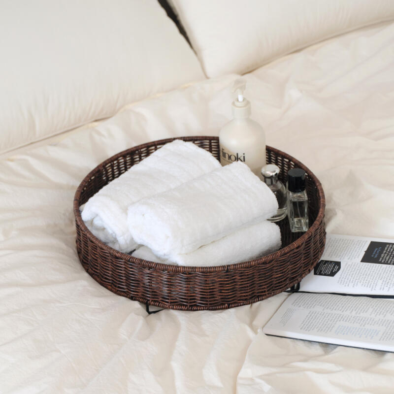 라토 2단 원형 라탄 트롤리 - 2colors