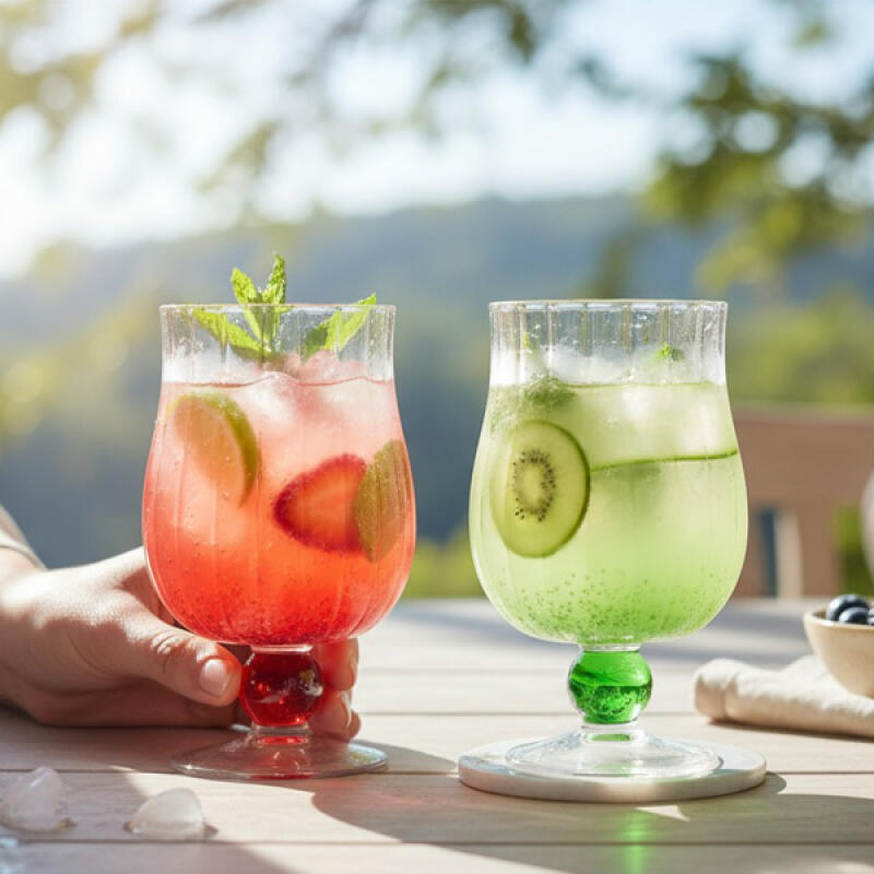 컬러 글로우볼 내열유리 와인잔 고블렛잔 350ml 2P
