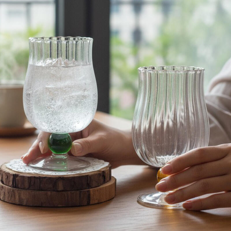 컬러 글로우볼 내열유리 와인잔 고블렛잔 350ml 2P