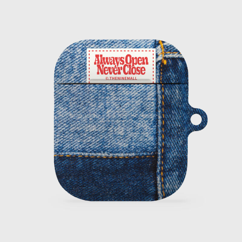 빈티지 데님 패치 라벨 [hard 에어팟케이스 시리즈]