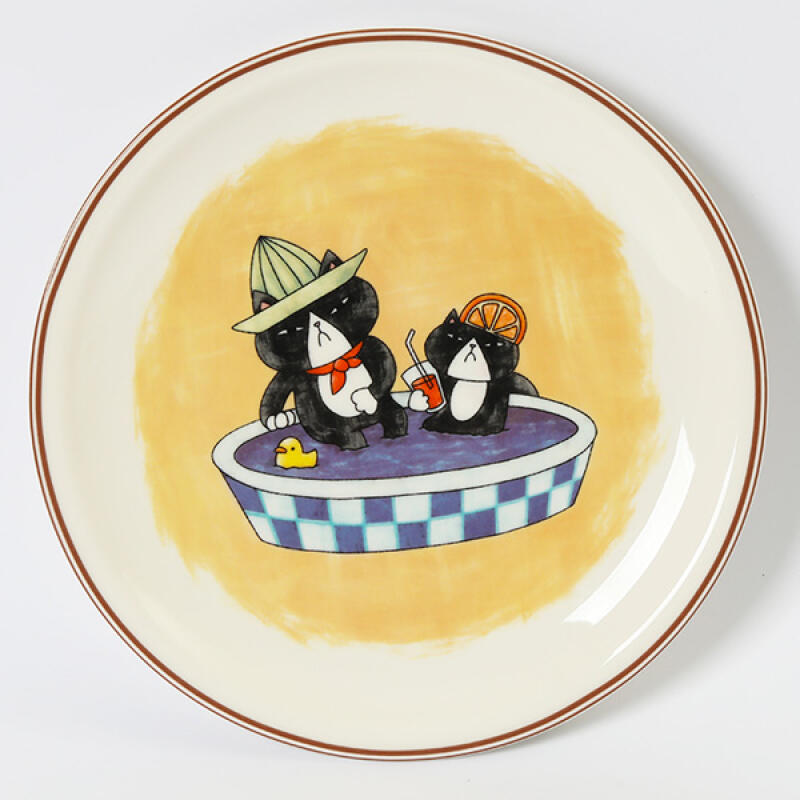 모리네코 귀여운 팝아트 검은 고양이 원형 3P 세트