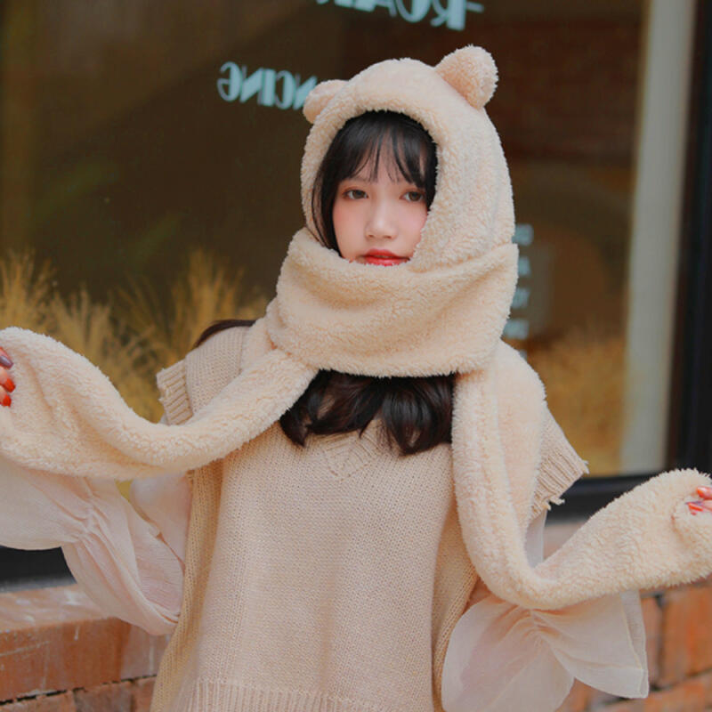 POOM | 곰돌이 후드 목도리(베이지) 곰돌이 후드 목도리(베이지)