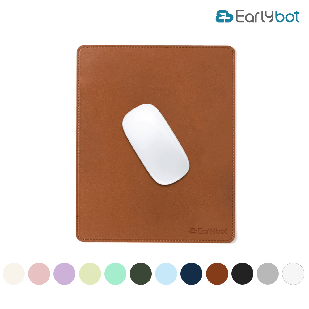 얼리봇 프리미엄 가죽 마우스 패드 브릭 브라운 21x26