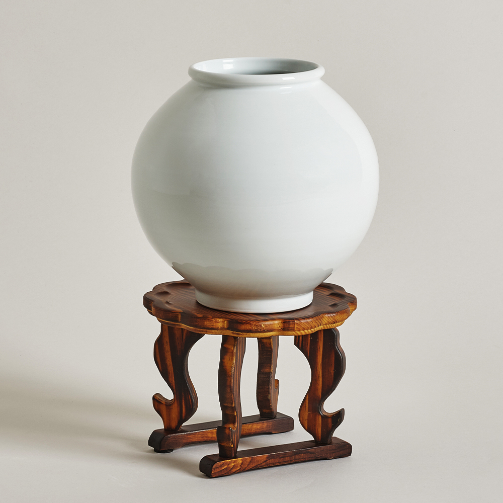 태광 박수재 작가 도자기 달항아리 2호 화병 23cm 0002
