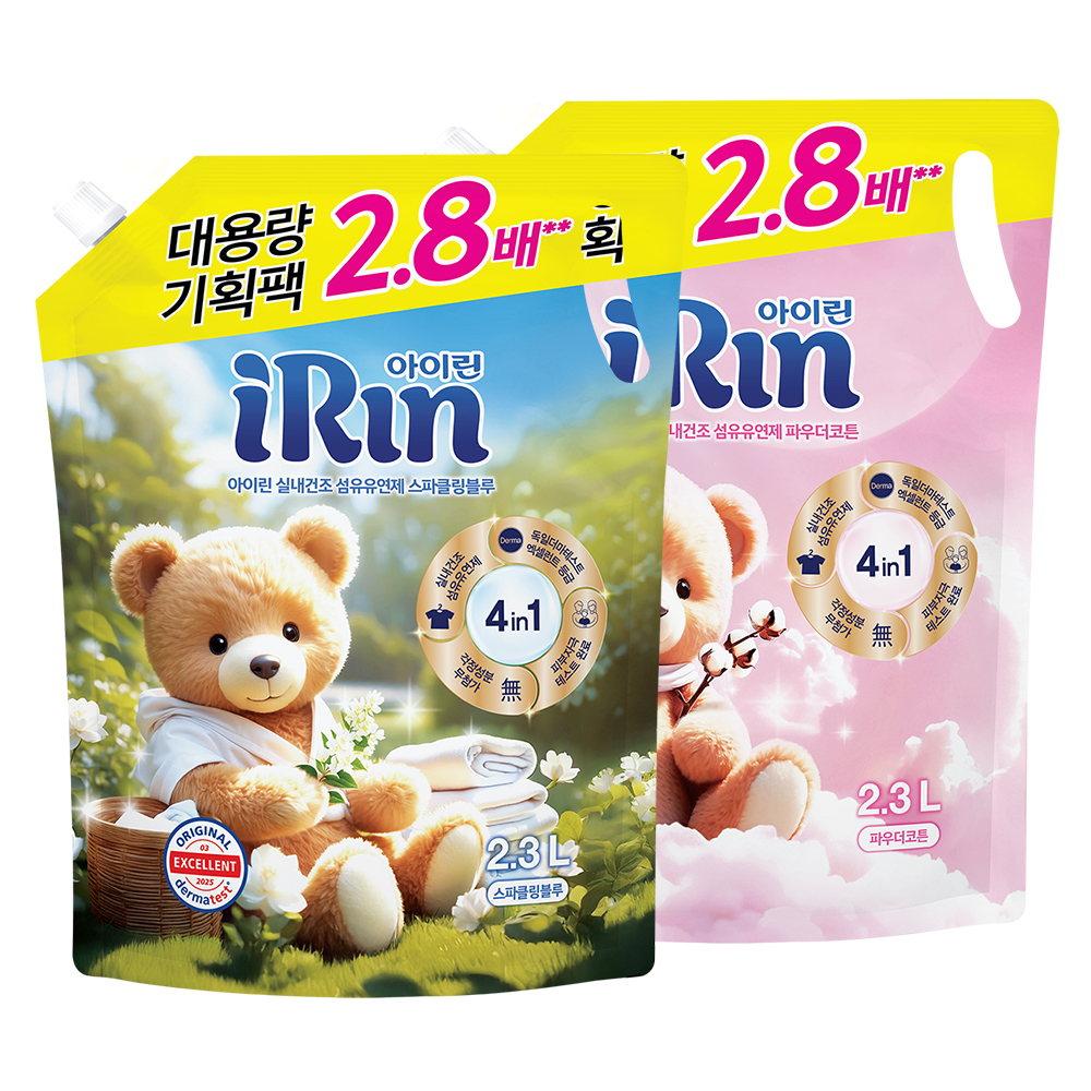 [애경]아이린 실내건조 섬유유연제 리필 2.3L x2개