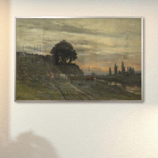 꾸밈 px140-개울가에 가축들이 있는 풍경 중형메탈액자