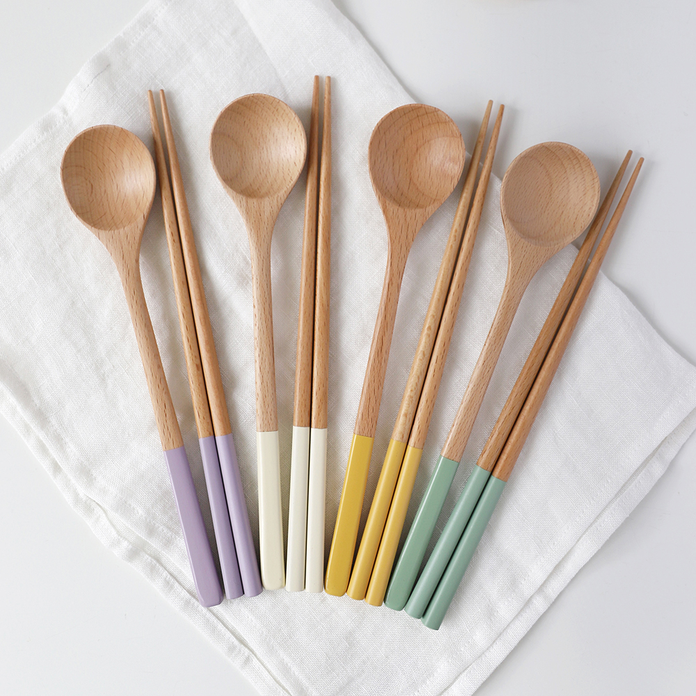 비치우드 컬러 수저세트 머스타드 0003