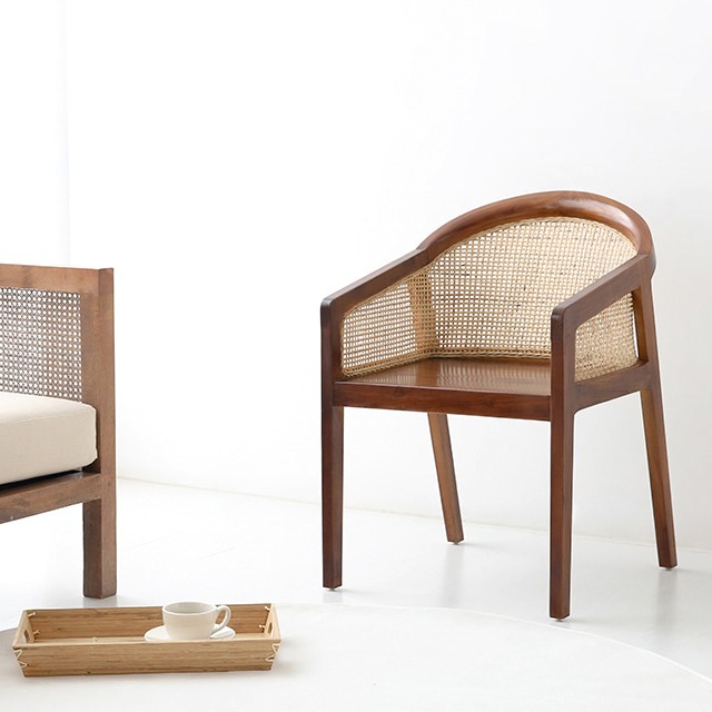 빈티지 원목 라탄의자 카페 인테리어 식탁 의자