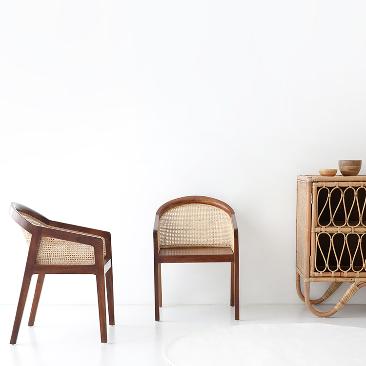 빈티지 원목 라탄의자 카페 인테리어 식탁 의자 0003