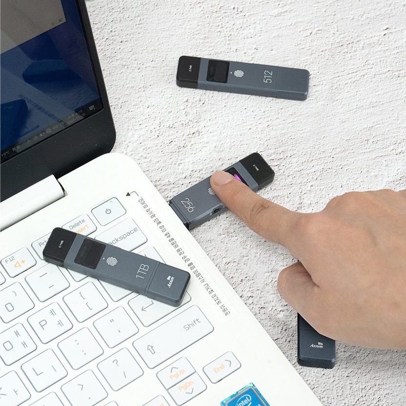 엑센 비엔에이치 [엑센] 지문인식 보안 OTG USB PSSD 128G