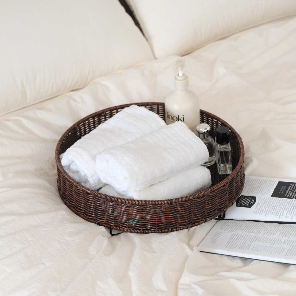 라토 2단 원형 라탄 트롤리 - 2colors 0003