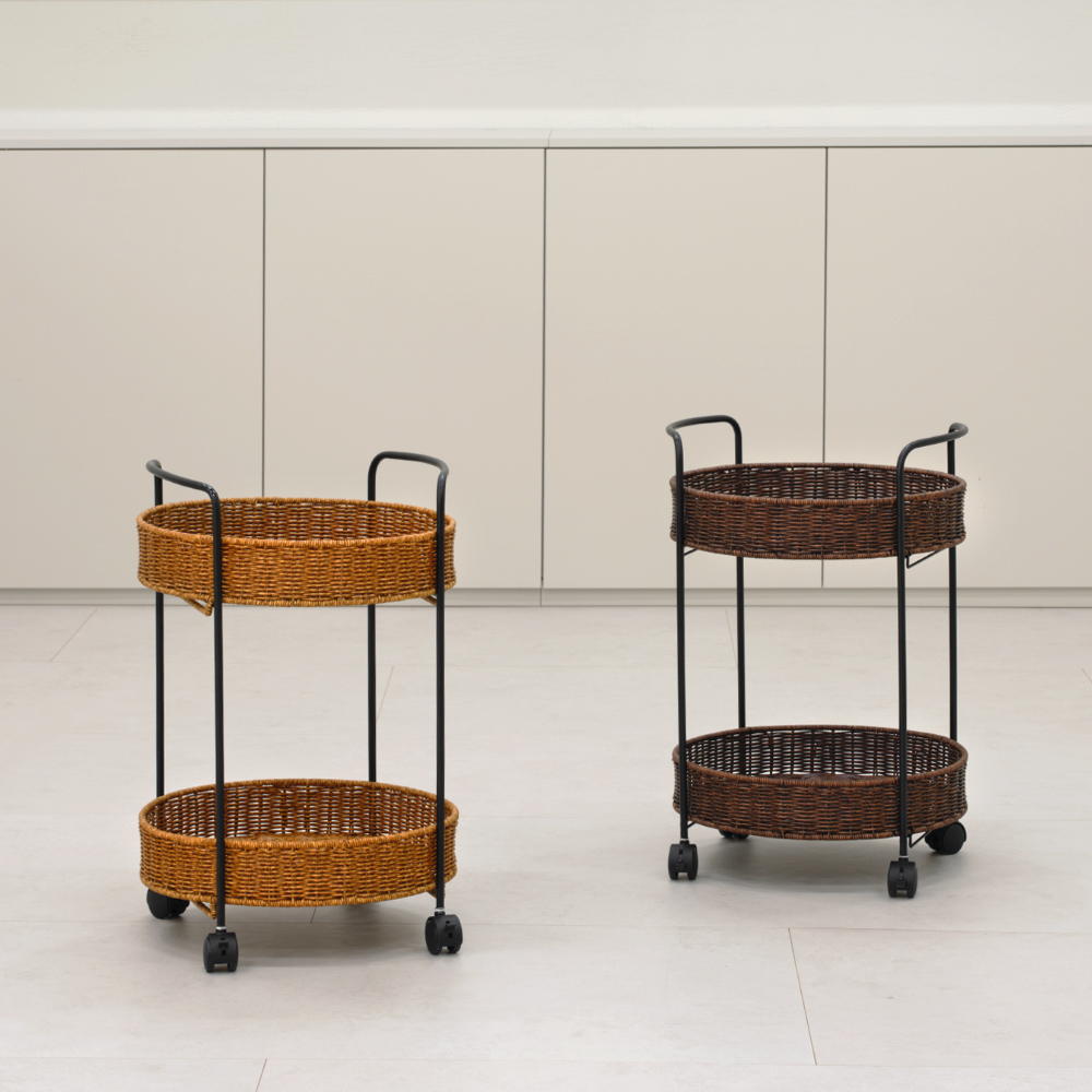 라토 2단 원형 라탄 트롤리 - 2colors 0004