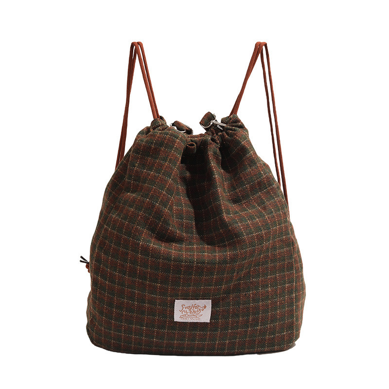 리웬 여성 빈티지 클래식 체크 백팩 숄더백 0002