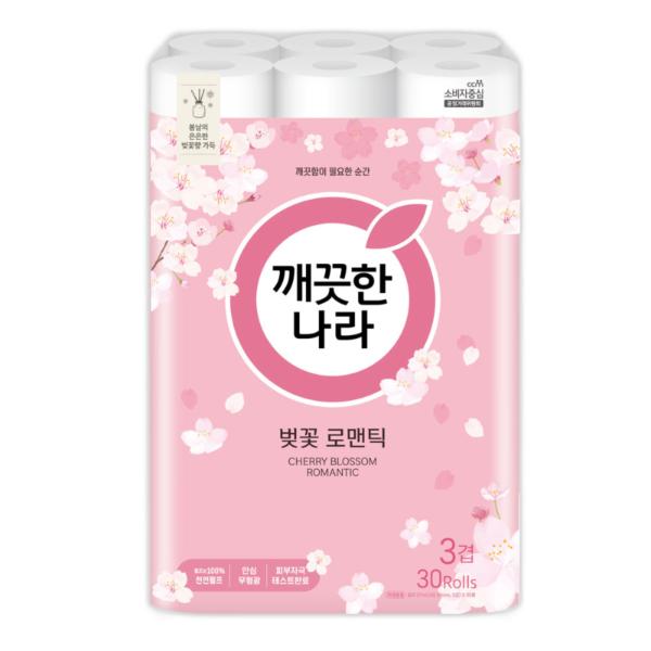 오피스큐 깨끗한나라 3겹 데코 벚꽃 프리미엄화장지 30롤X27M