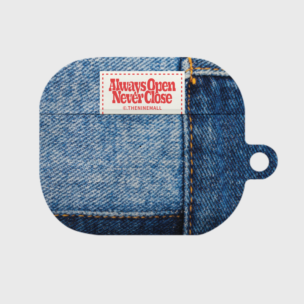 빈티지 데님 패치 라벨 [hard 에어팟케이스 시리즈] 0003