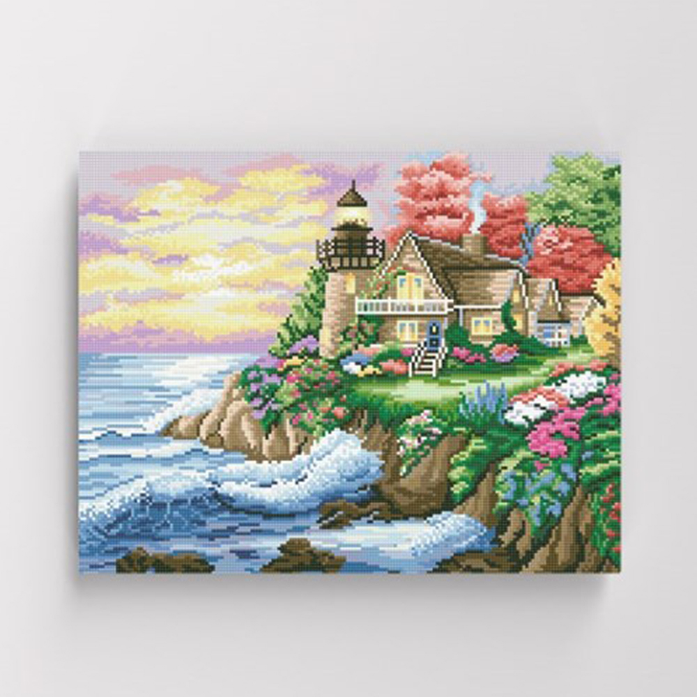 아이러브페인팅 보석십자수 명화 풍경 바다와 별장 40x50