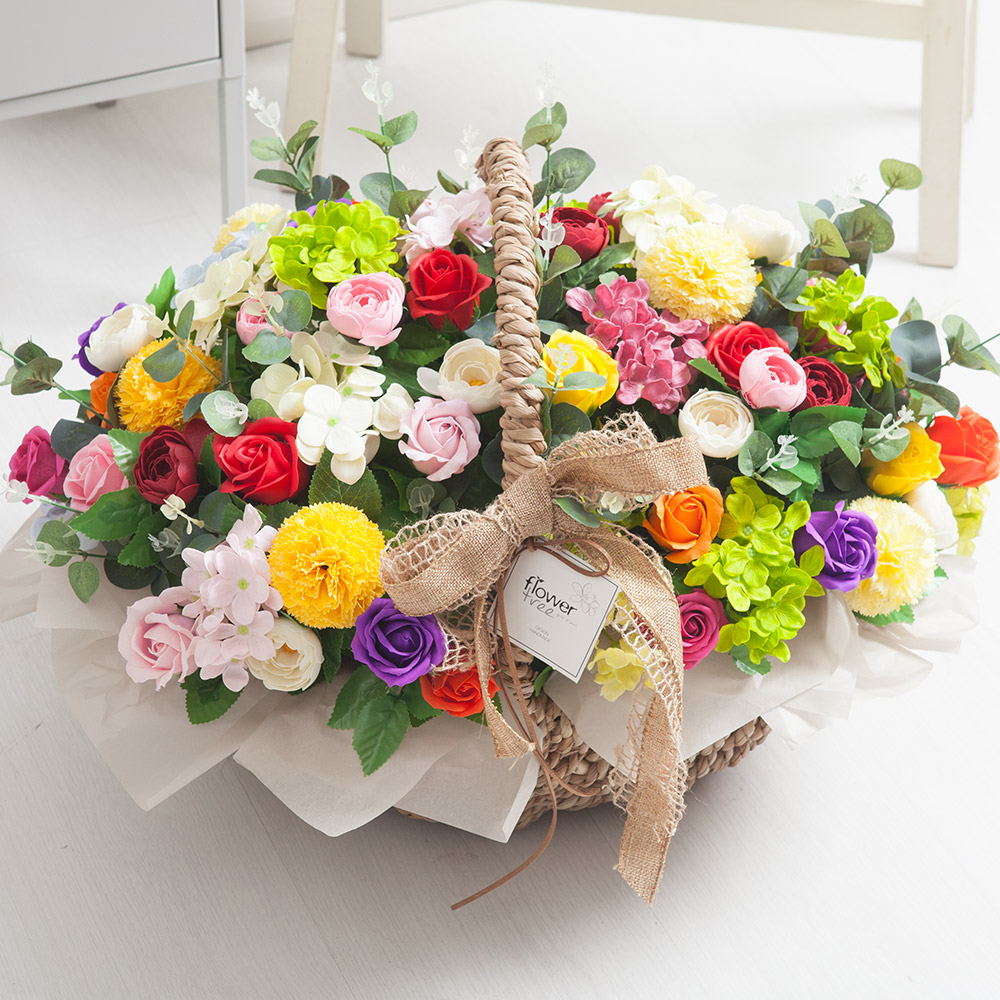 비누꽃 바구니 럭셔리set 40cm 인테리어 꽃 장식 소품