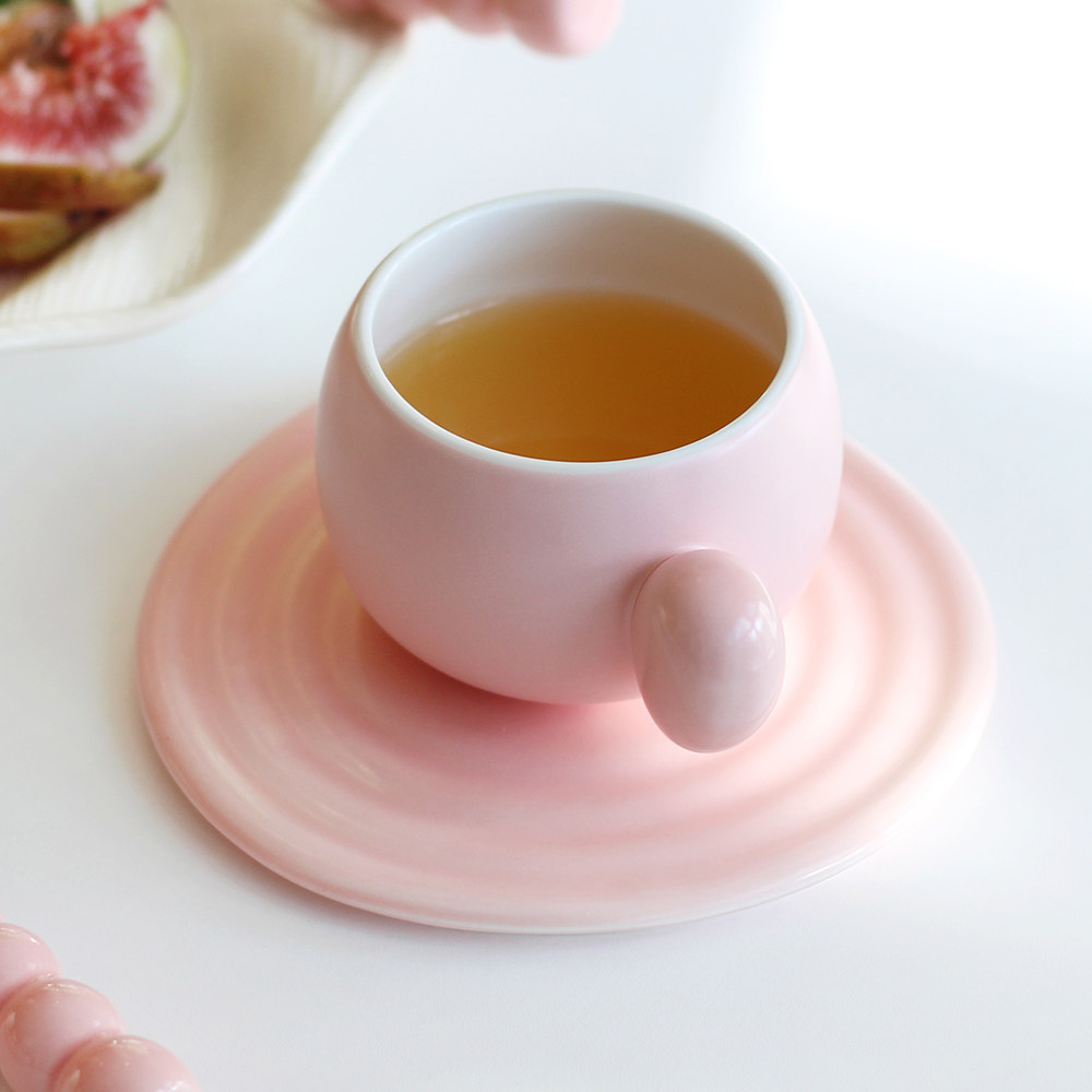 파스텔 핑크 봉봉 도자기 컵 세트 0003
