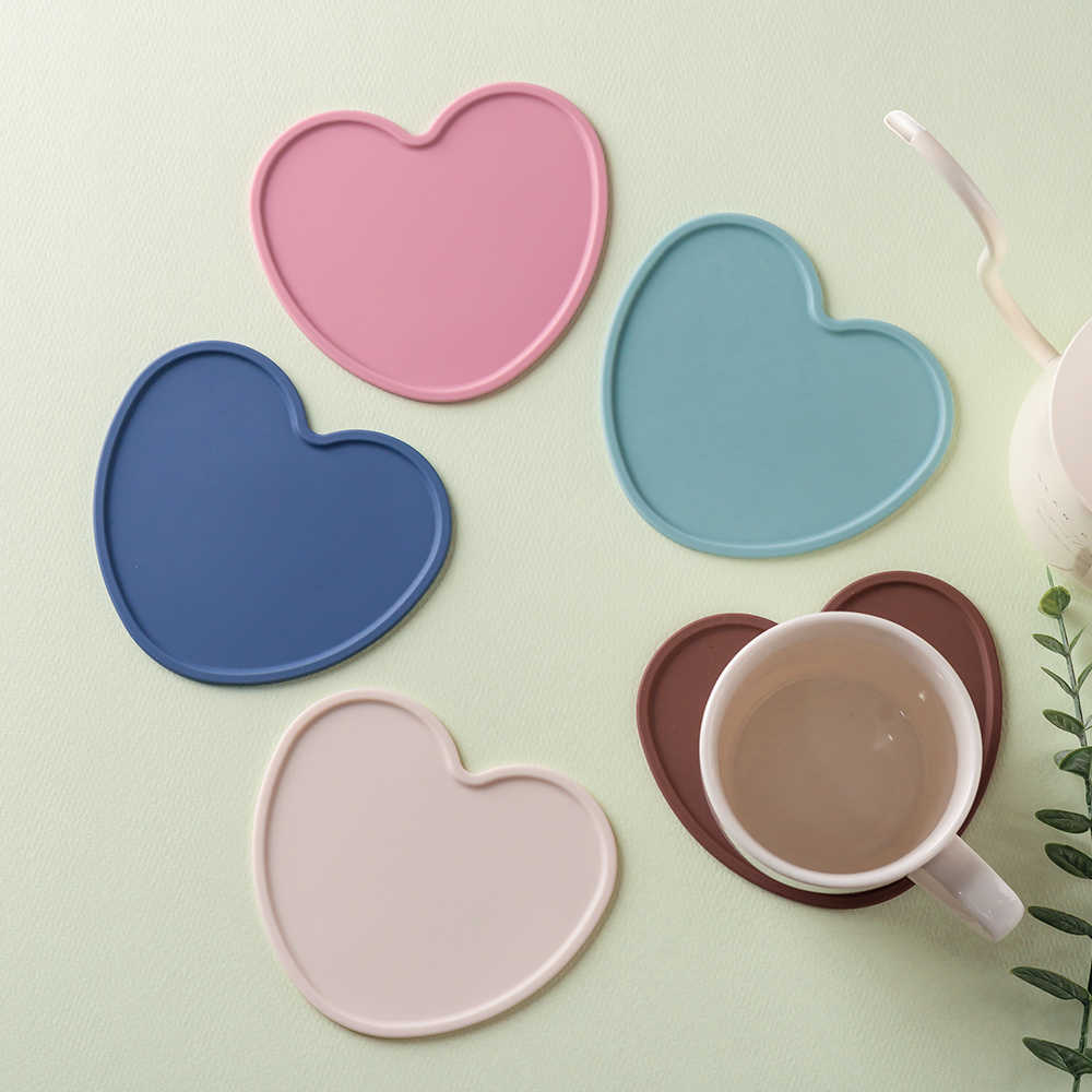 국산 플라이토 실리콘 하트 컵받침 12cm 0001