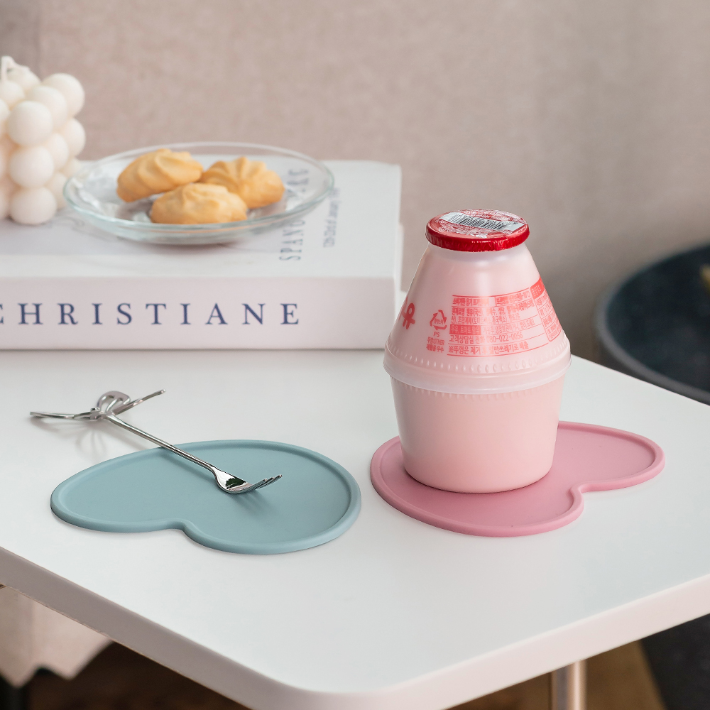 국산 플라이토 실리콘 하트 컵받침 12cm 0003