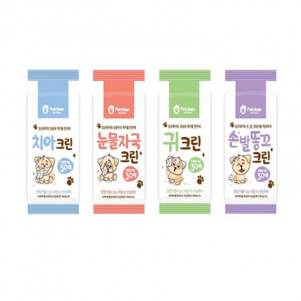 아트박스/이룸 펫크린 애견 물티슈30매×4개