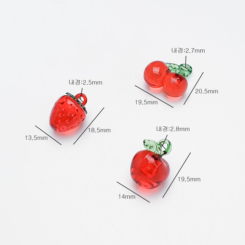 딸기 체리 사과 과일 아크릴 키링 펜던트 0004