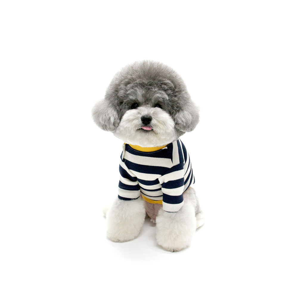 STRIPE NECK BUTTON TSHIRT-YELLOW(반팔티)