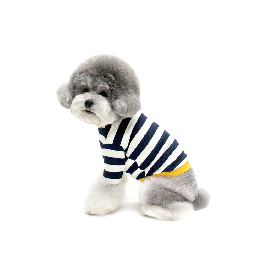 STRIPE NECK BUTTON TSHIRT-YELLOW(반팔티) 0003