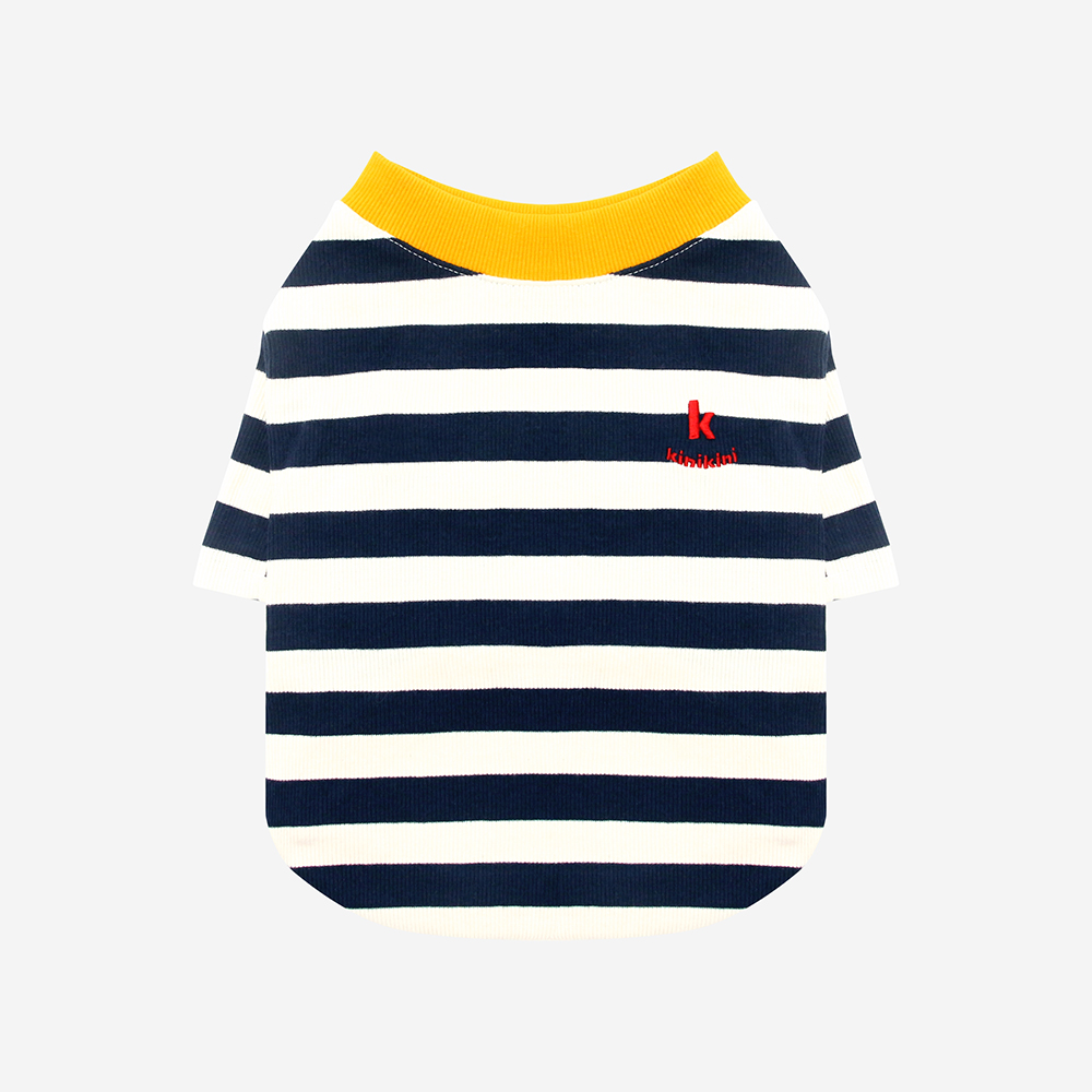 STRIPE NECK BUTTON TSHIRT-YELLOW(반팔티) 0004